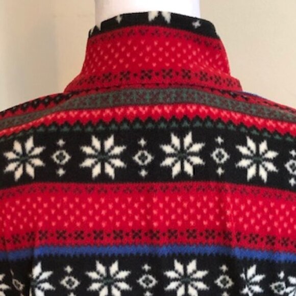 L. L. BEAN Vintage 1/4 Zip Fleece Snowflake Print Medium - Picture 13 of 16